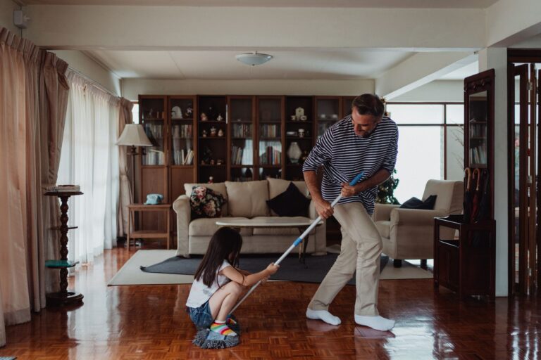 Family doing housework