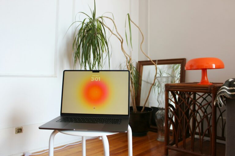Home wi-fi modem living room laptop