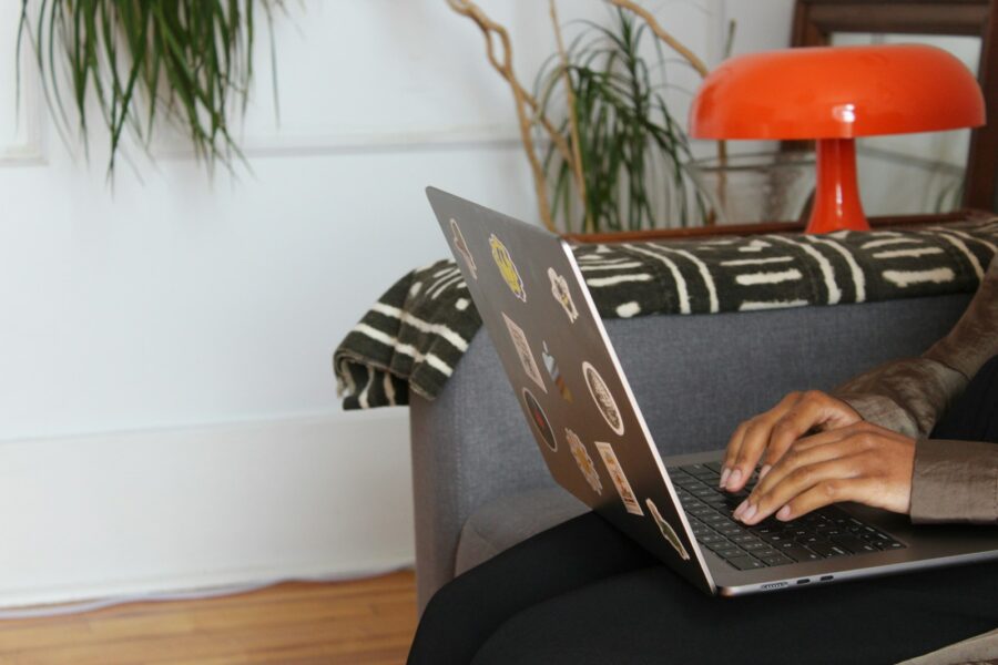 Home wi-fi modem living room laptop