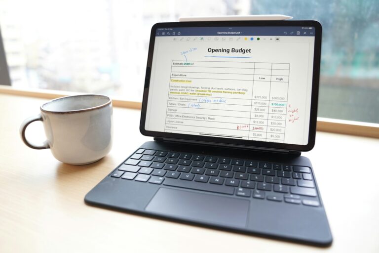 Budget spreadsheet laptop