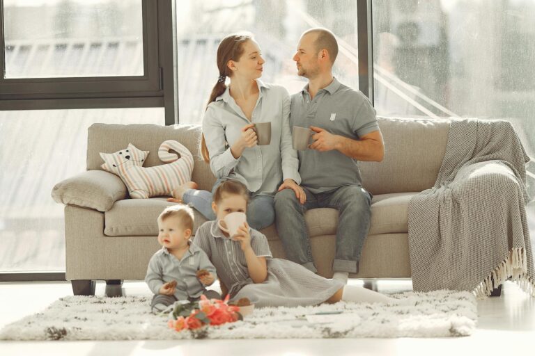 Parents children busy