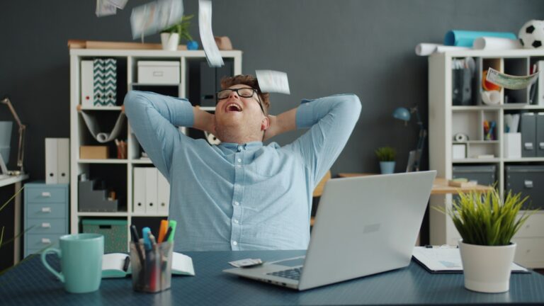 Office worker stretching