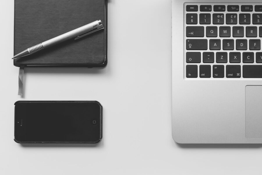 Minimalist workspace laptop