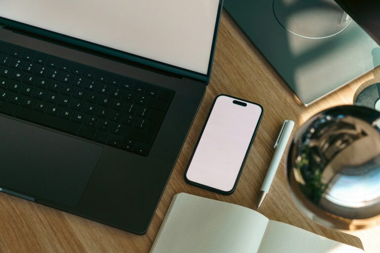 Minimalist workspace laptop