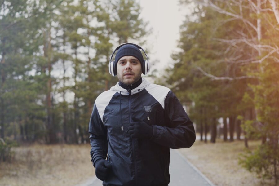 Older runner jogging