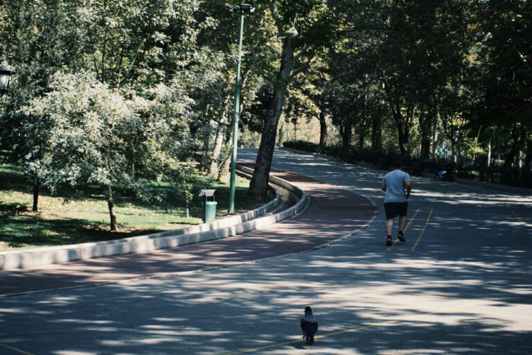 Older runner jogging