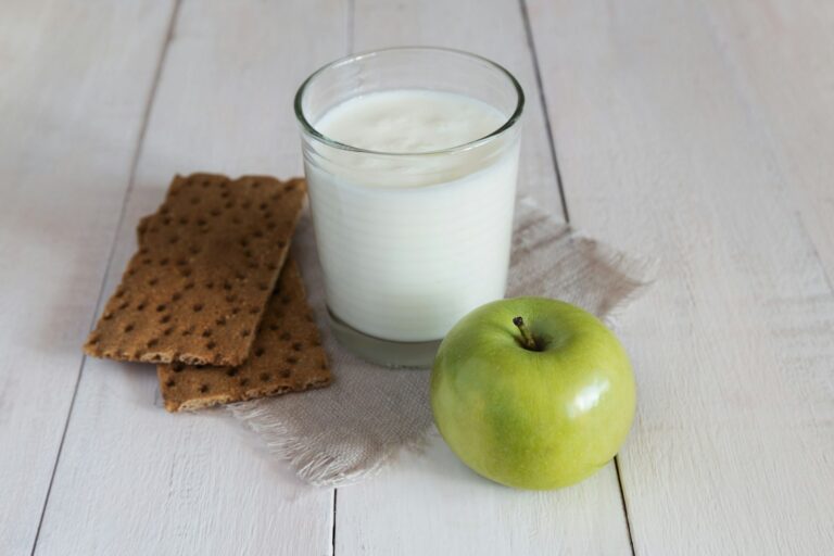 After school snack fruit crackers milk kids study