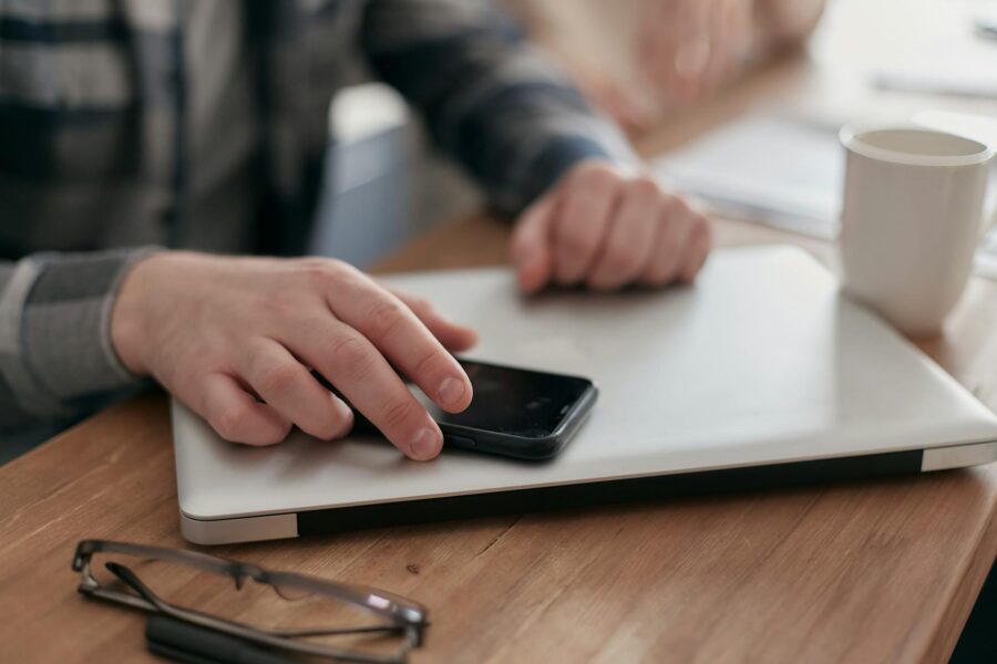 Person putting smartphone