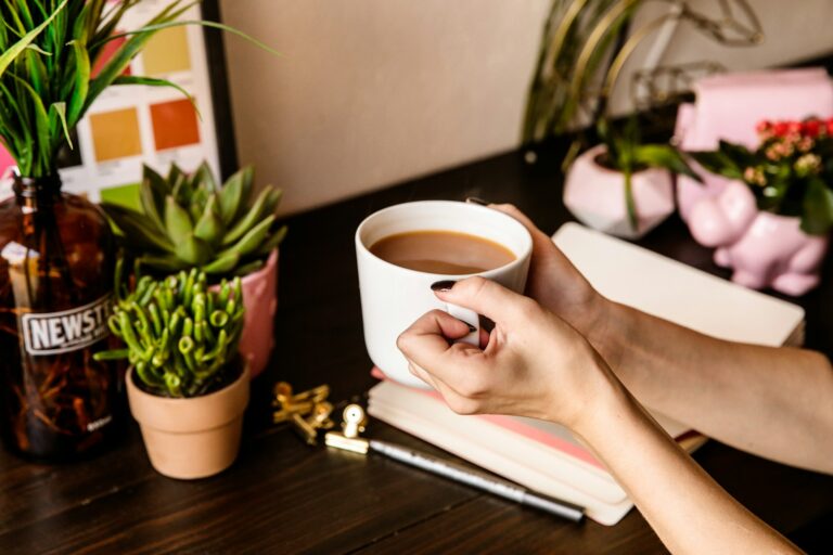 Woman relaxing desk