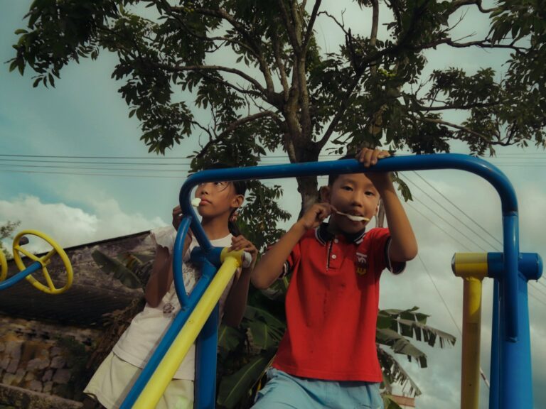 Two children laughing