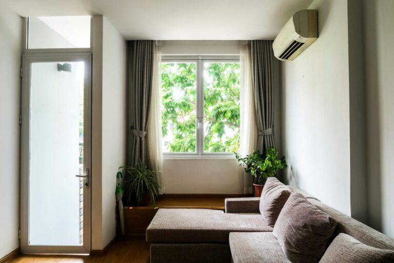 Open window indoor plants cozy living room