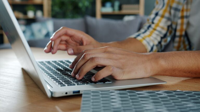 Person typing email