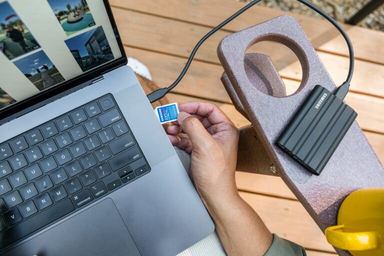 Person organizing photos