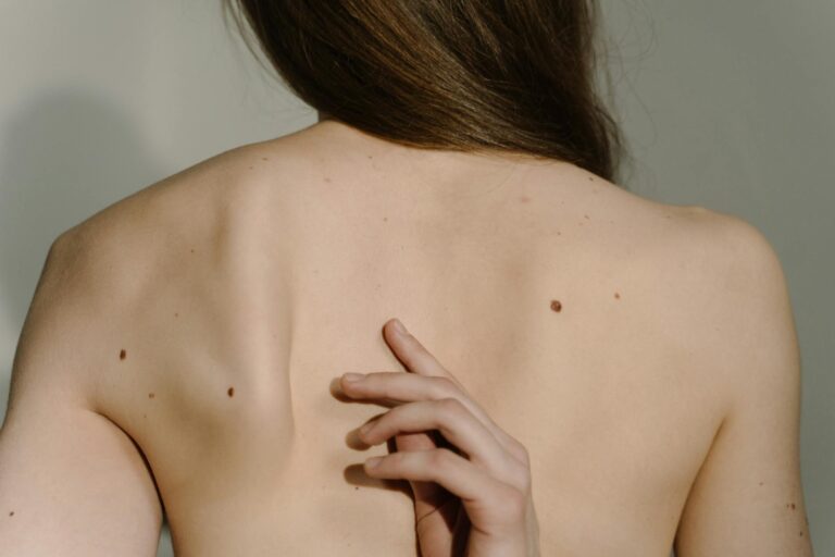 Person checking skin