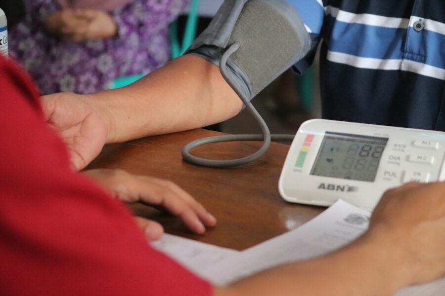 Person checking blood