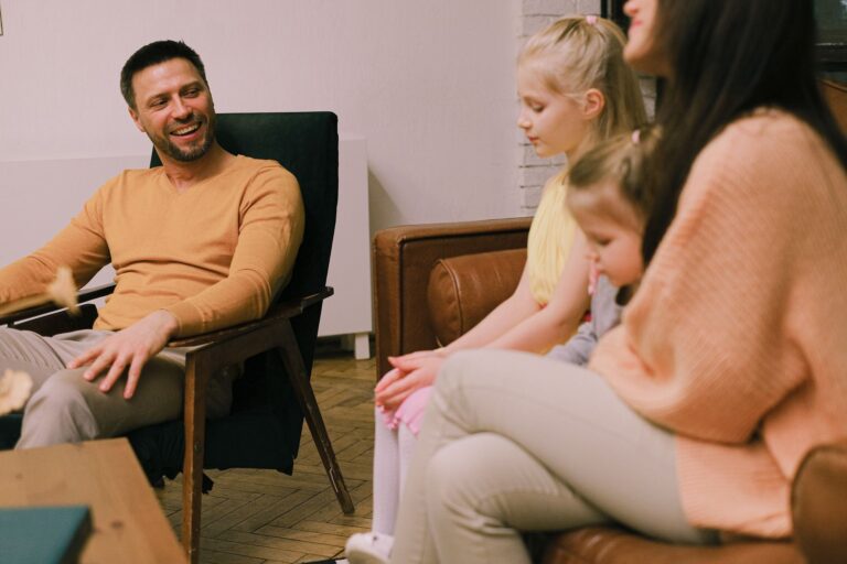 Family sitting sofa