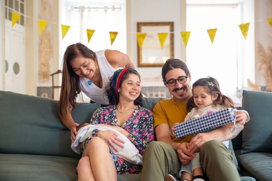 Family sitting sofa