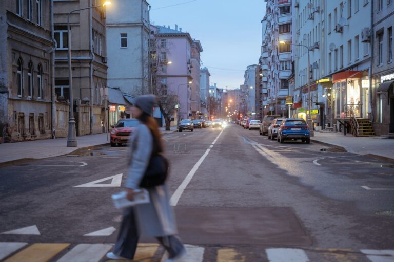 Woman walking city