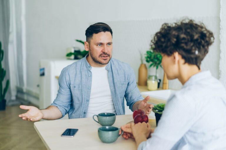 Two friends talking