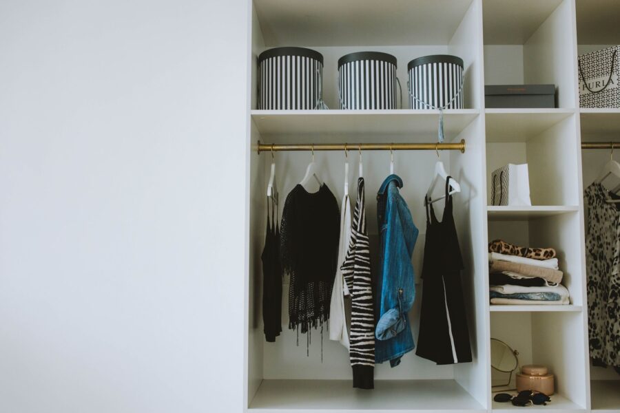 Organized bedroom wardrobe