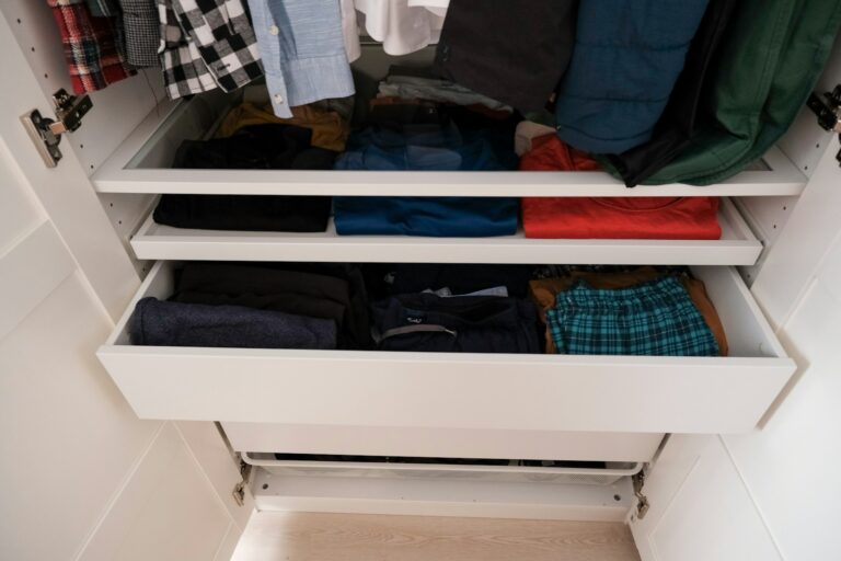 Organized bedroom wardrobe