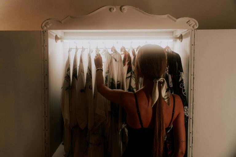 Woman choosing outfit