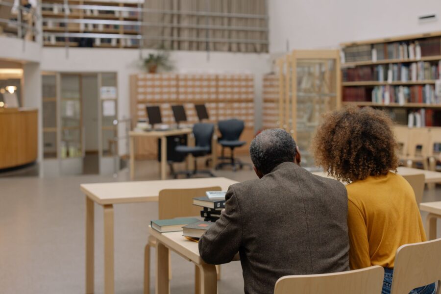 People reading books