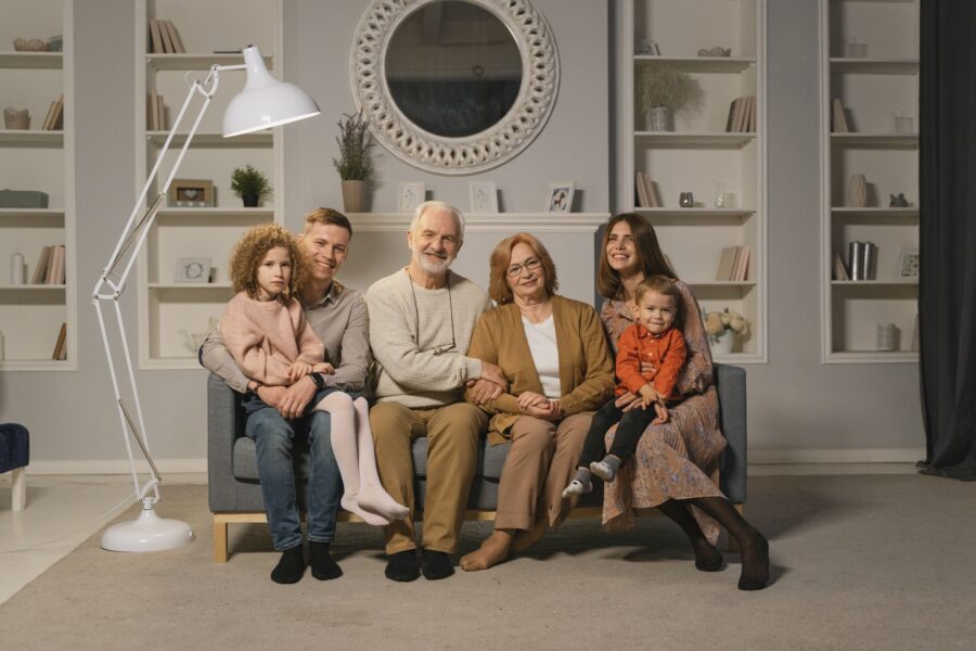 Blended family sitting