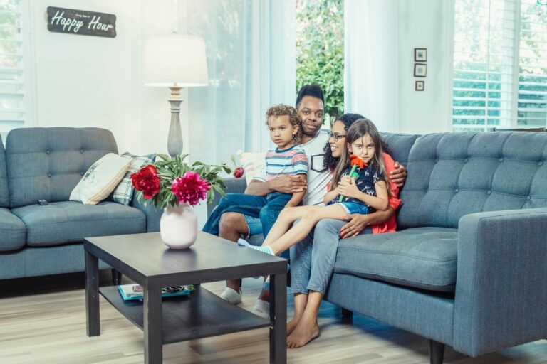 Blended family sitting