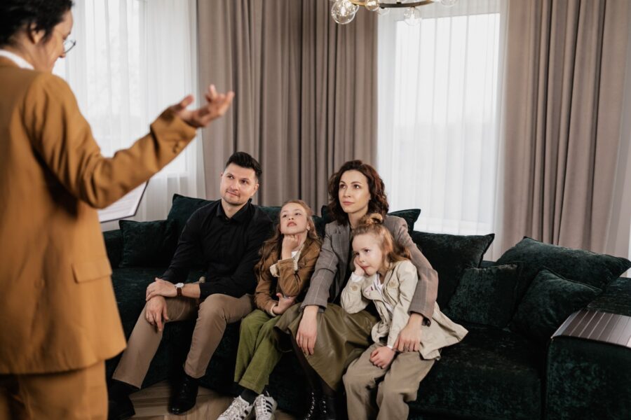Family sitting living