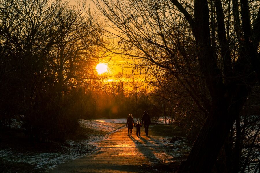 Family walking park