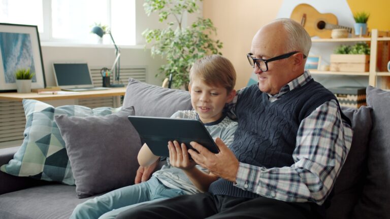 Family using tablet