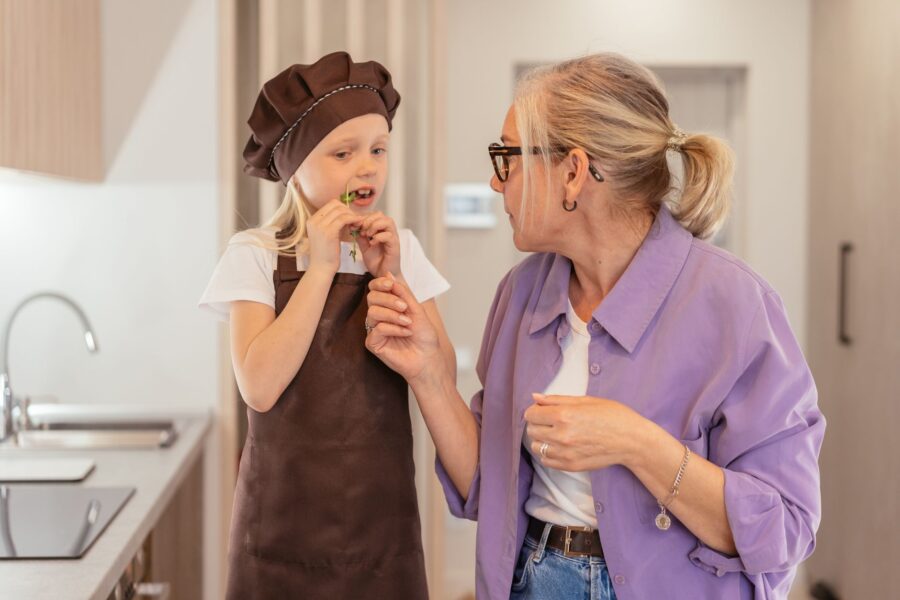 Grandmother grandchild cooking