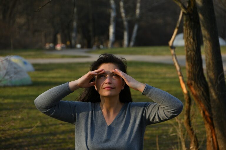 Woman rubbing itchy