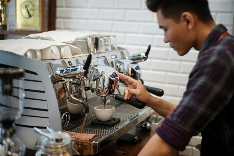 Barista making coffee