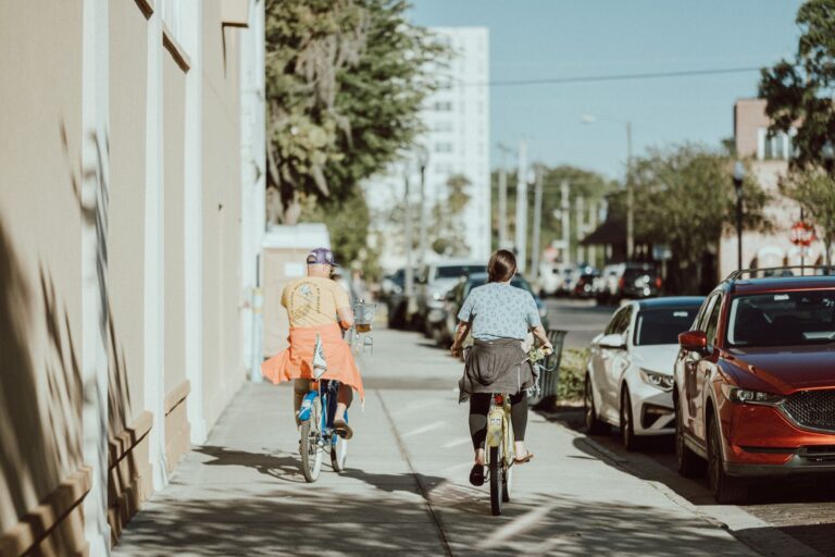 Cyclist riding work
