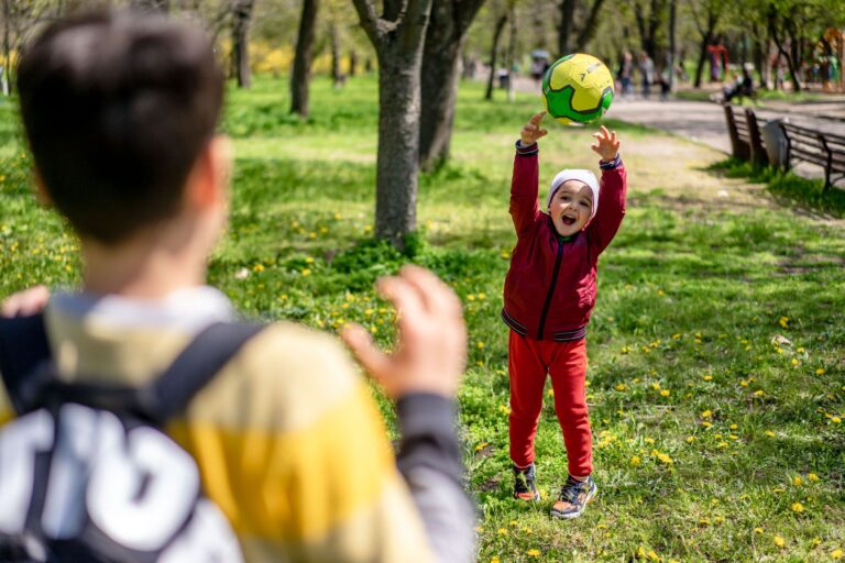 Family playing active