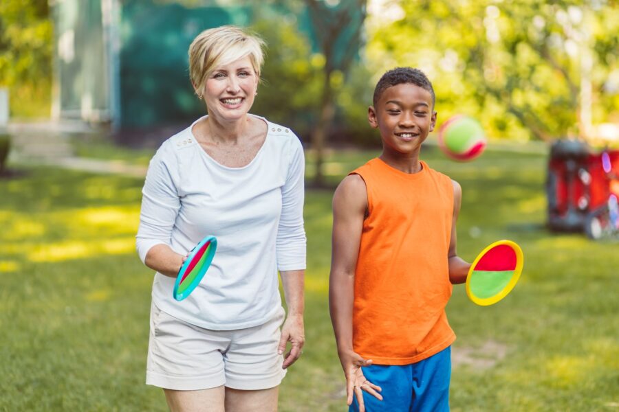 Family playing active