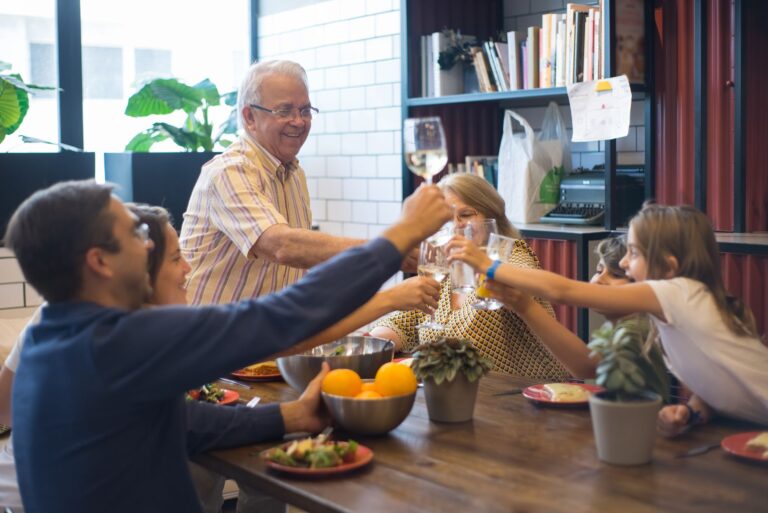 Multigenerational family playing