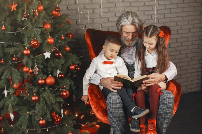 Grandparents sitting grandchildren