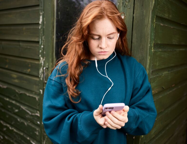 Teenagers headphones smartphone