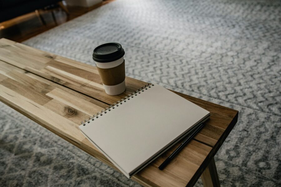 Desk notebook coffee