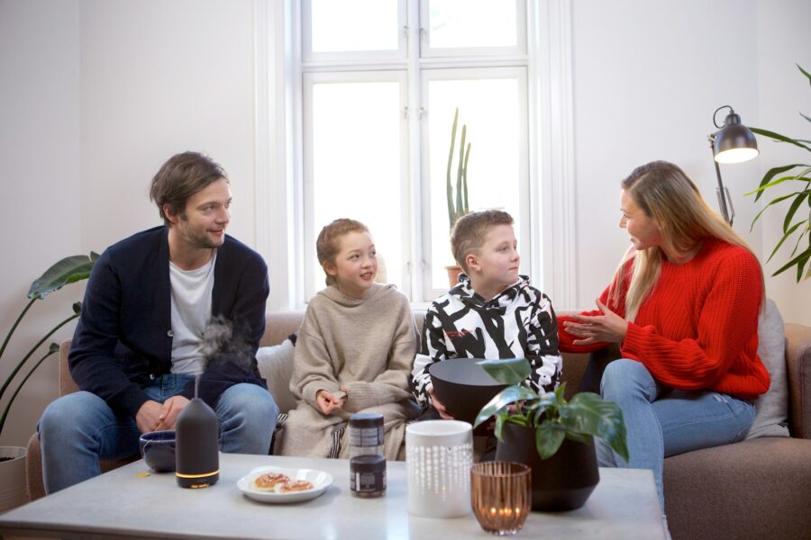 Family sitting sofa