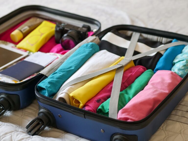 Open suitcase packing