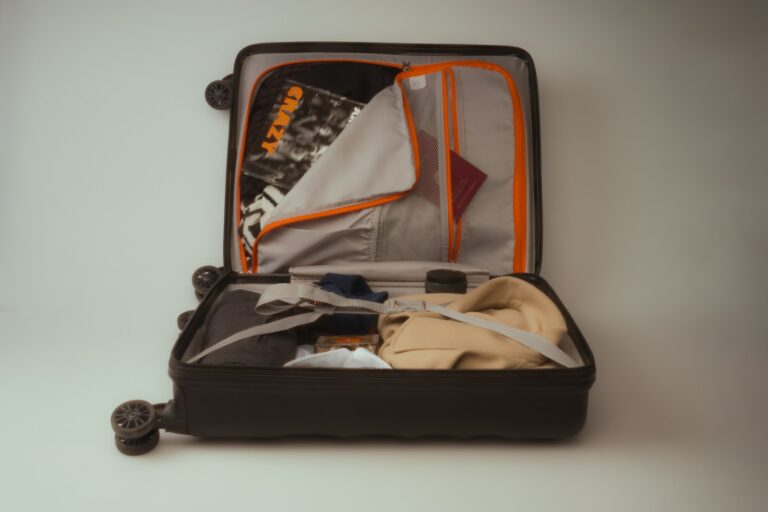 Open suitcase packing