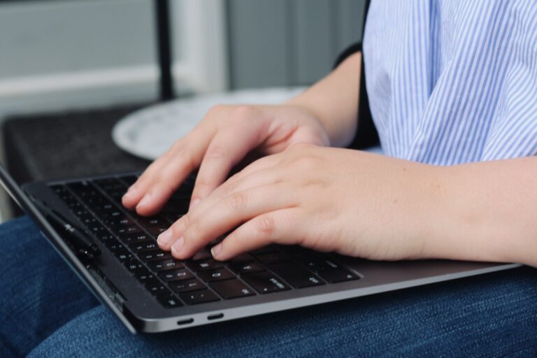 Woman checking online