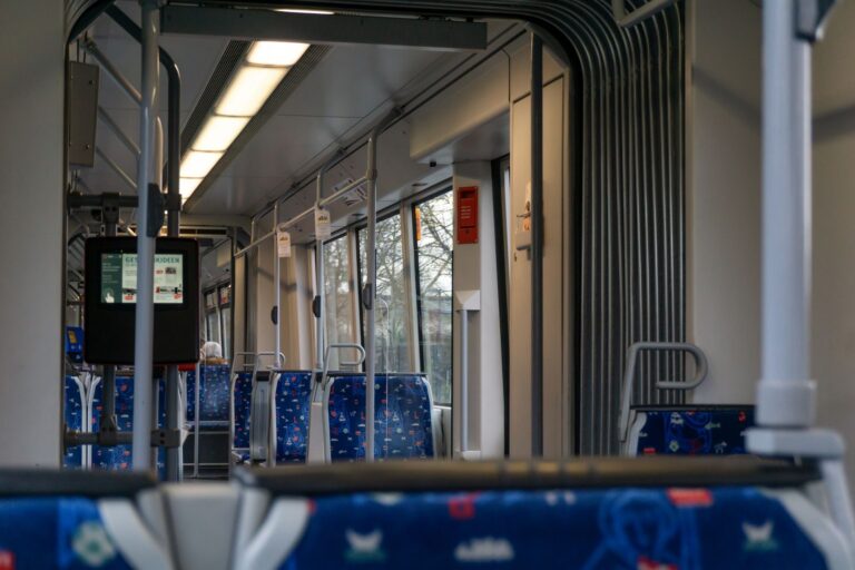 Tram interior passengers