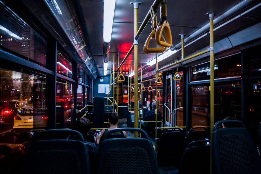 Night bus interior