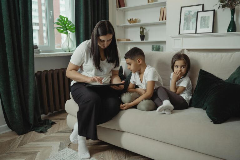 Family using tablet