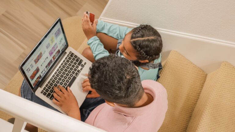 Child using laptop